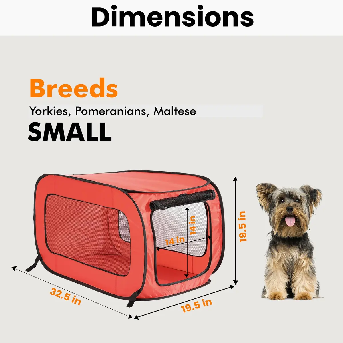 Beatrice Home Fashions Portable Collapsible Dog Kennel 32.5"L x 19.5"W x 19.5"H | Lightweight Travel Crate - view 2