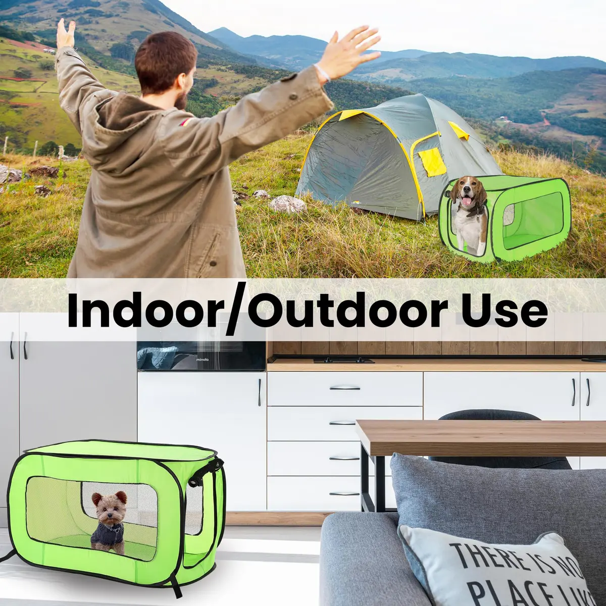 Beatrice Home Fashions Animal Cage 32.5"L x 19.5"W x 19.5"H | Collapsible Travel Kennel - view 6
