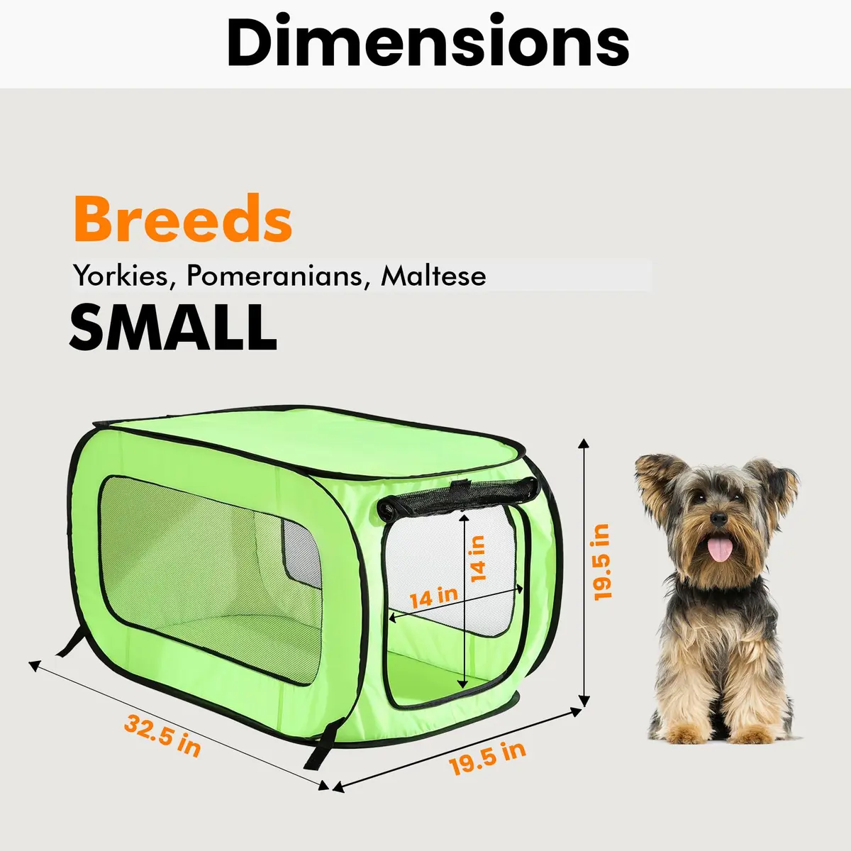 Beatrice Home Fashions Animal Cage 32.5"L x 19.5"W x 19.5"H | Collapsible Travel Kennel - view 2