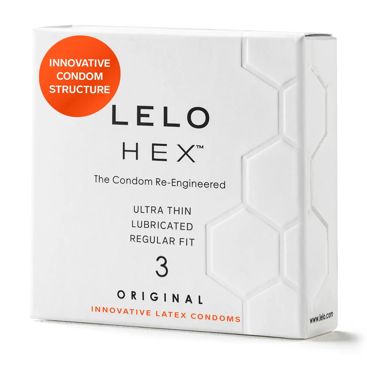 LELO HEX Original Ultra Thin Condoms 54mm (3 Pack) | Increased Strength for Better Sensation - main product image