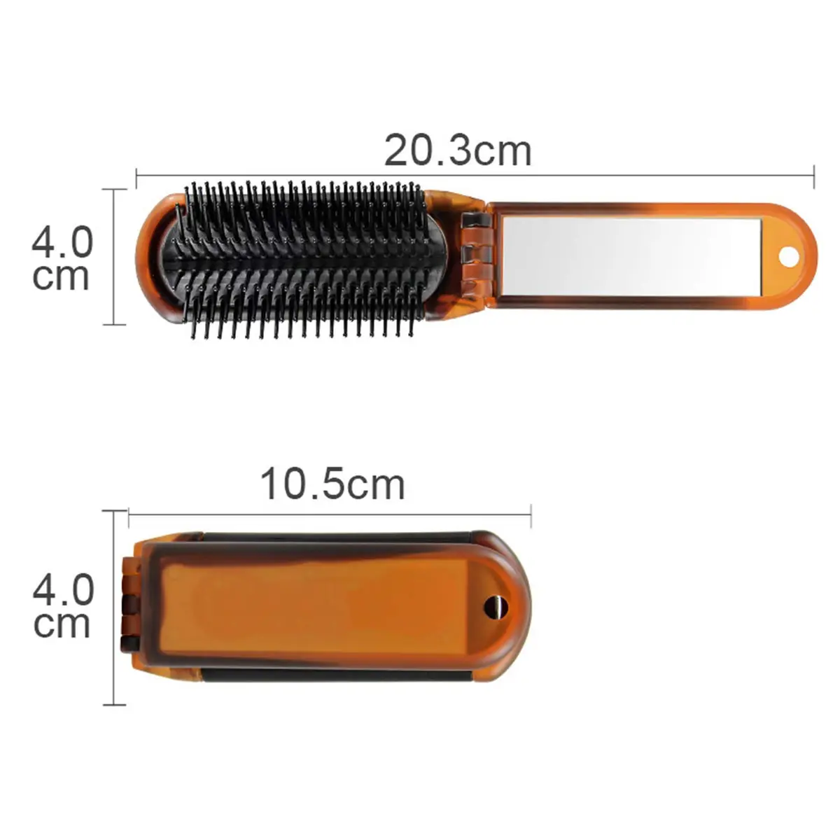 Ancable Folding Hair Brush with Mirror for Women, Mini Portable Detangling Brush 10.5cm (4.1 inches) | Wet & Dry Use - view 5