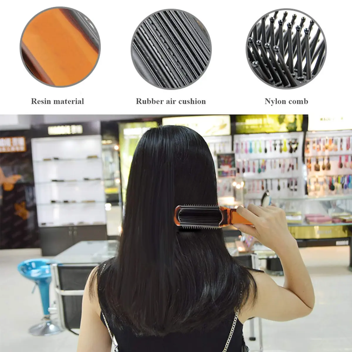 Ancable Folding Hair Brush with Mirror for Women, Mini Portable Detangling Brush 10.5cm (4.1 inches) | Wet & Dry Use - view 6