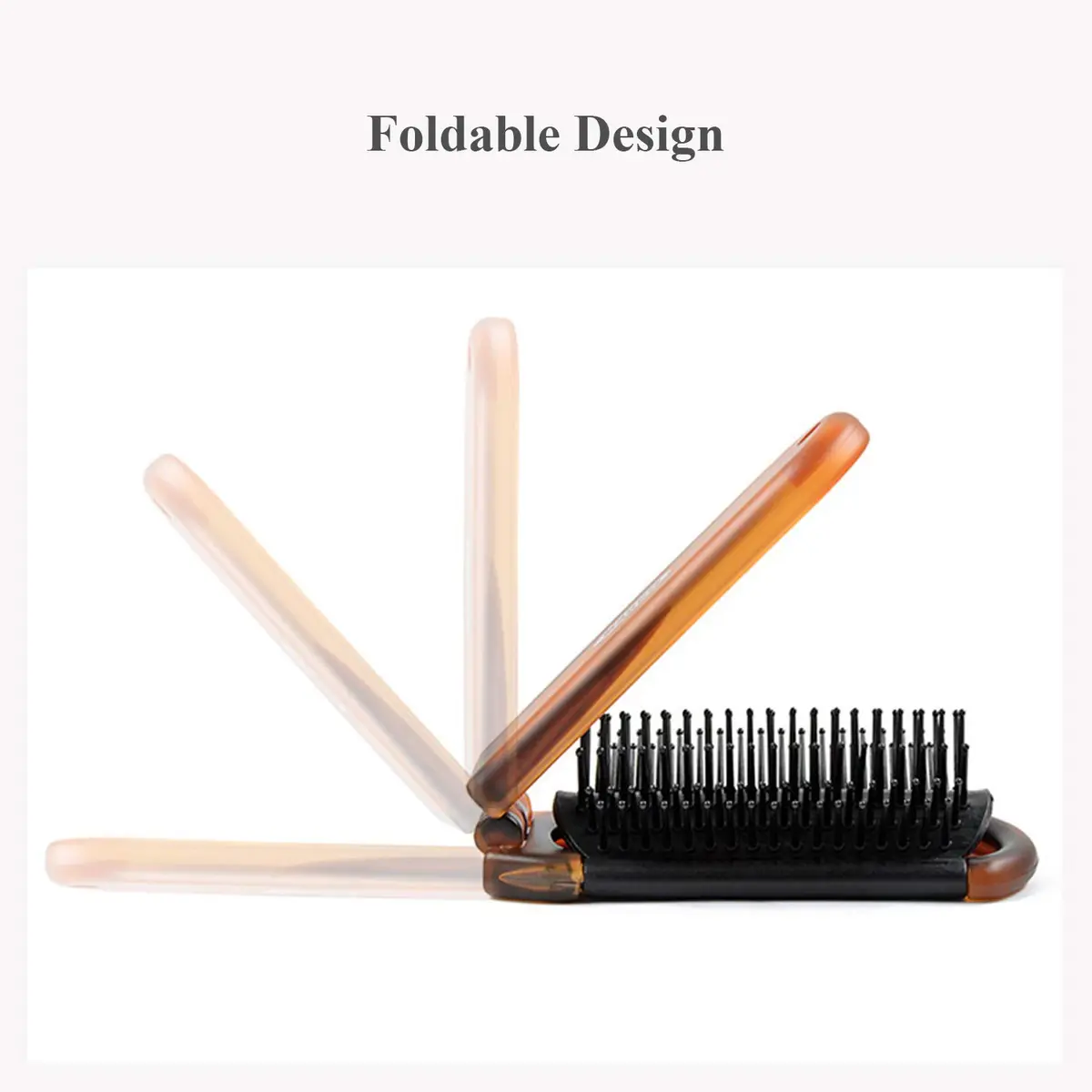 Ancable Folding Hair Brush with Mirror for Women, Mini Portable Detangling Brush 10.5cm (4.1 inches) | Wet & Dry Use - view 2