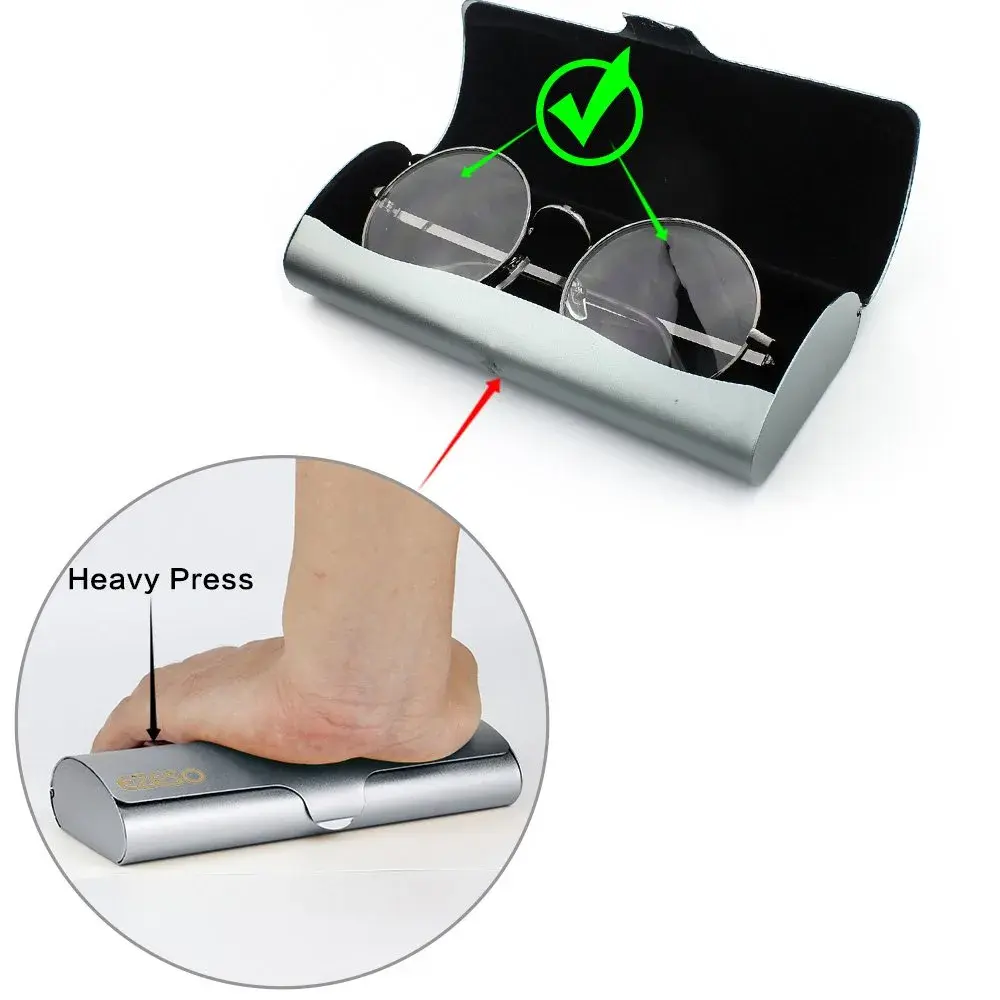 EZESO ESSENTIAL SKINCARE Hard Eyeglass Case for Men | Aluminum Alloy & Suede Lined, Gun Gray Large - view 5