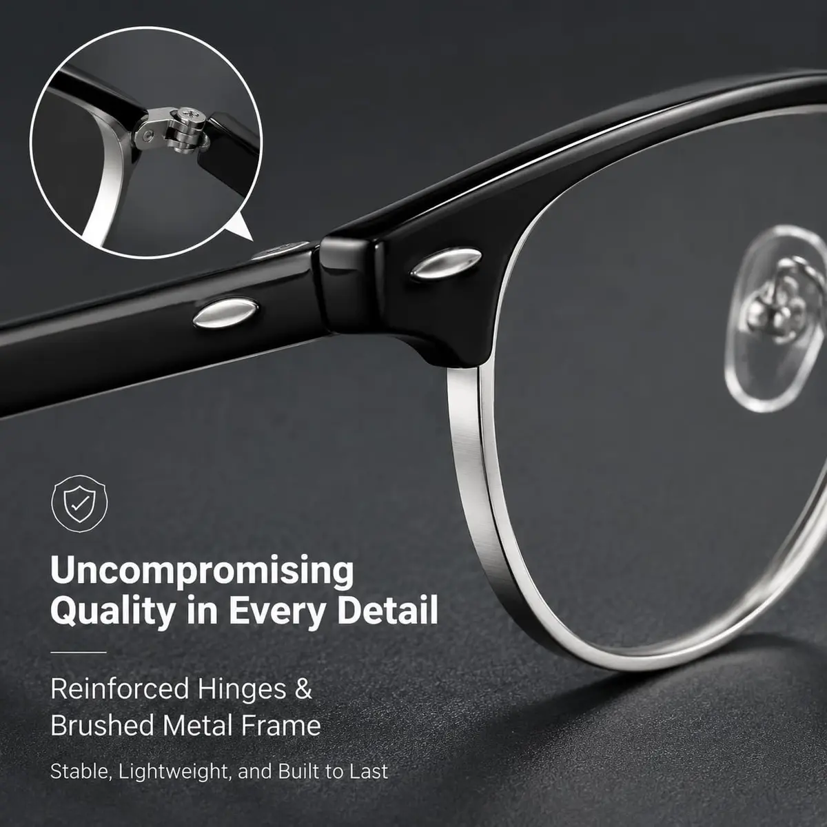 Cyxus Browline Blue Light Glasses for Men Women Reduce Eye Strain Black | Anti-Reflective & Durable - view 5