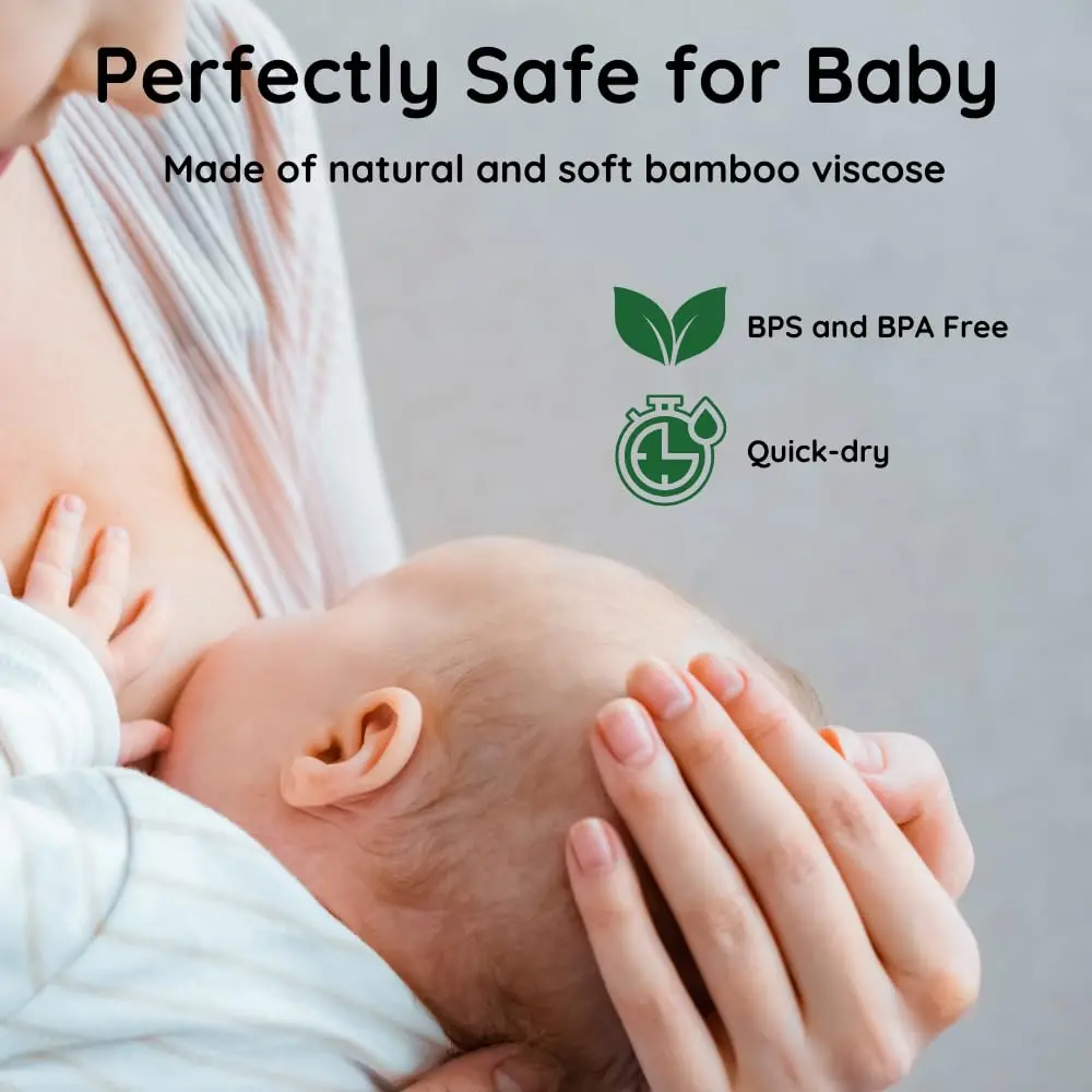 BABY BLISS Organic Bamboo Nursing Pads 14 Washable Breast Pads with Wash Bag | 3-Layer Absorbency for Leak Protection - view 5