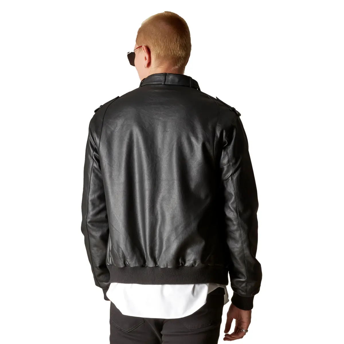 Members Only Faux Leather Iconic Racer Jacket (Black, Large) | Classic Slim Fit for Men - view 5