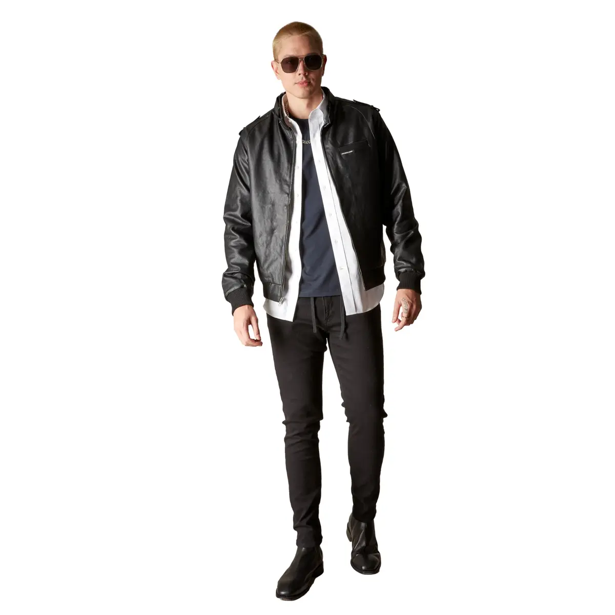 Members Only Faux Leather Iconic Racer Jacket (Black, Large) | Classic Slim Fit for Men - view 6