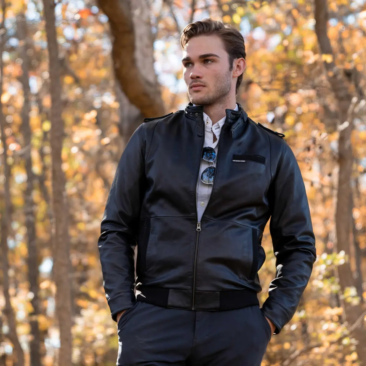 Members Only Faux Leather Iconic Racer Jacket (Black, Large) | Classic Slim Fit for Men - view 2