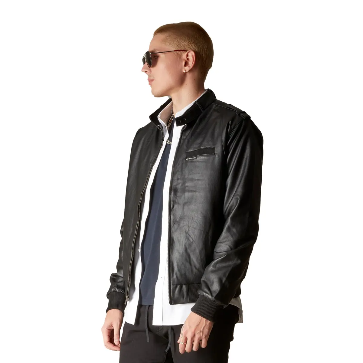 Members Only Faux Leather Iconic Racer Jacket (Black, Large) | Classic Slim Fit for Men - view 4