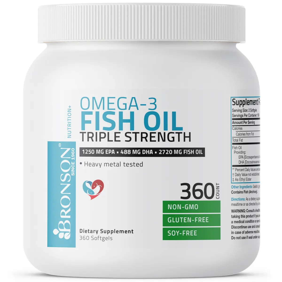 Bronson Omega-3 Fish Oil High EPA/DHA Triple Strength 2720 mg | Supports Heart, Brain & Vision - view 3