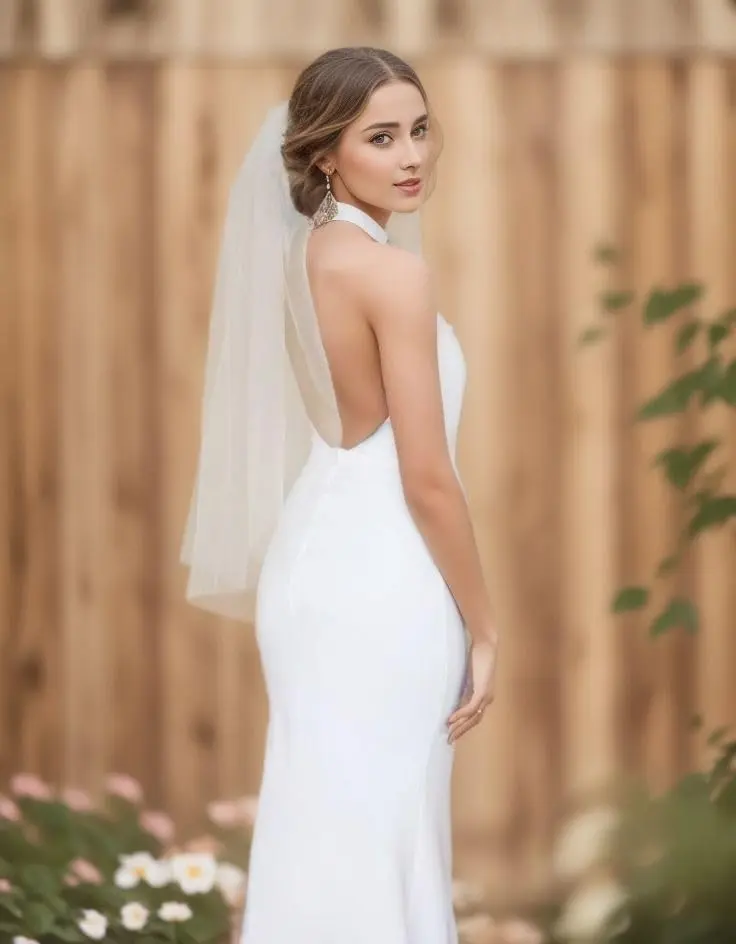 SAMKY Bridal Wedding Veil Light Ivory Fingertip Length 36" | Plain Cut Edge with Metal Comb - view 3
