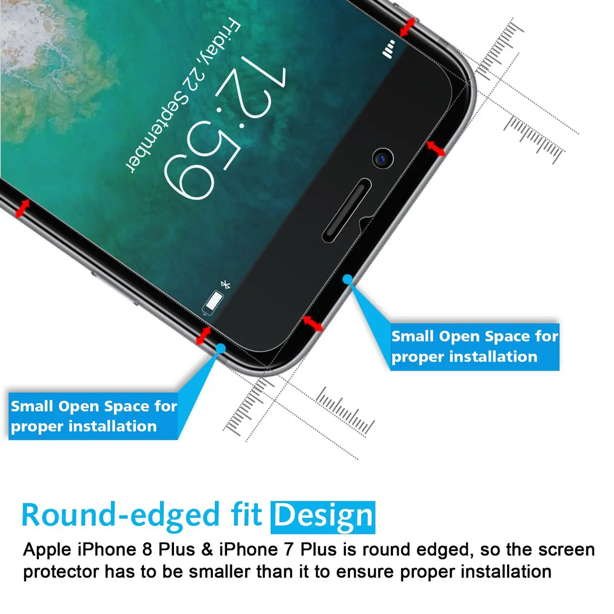 OMOTON SmoothArmor 9H Tempered Glass Screen Protector for iPhone 8 Plus / 7 Plus | HD Scratch Resistant 2 Pack - view 3