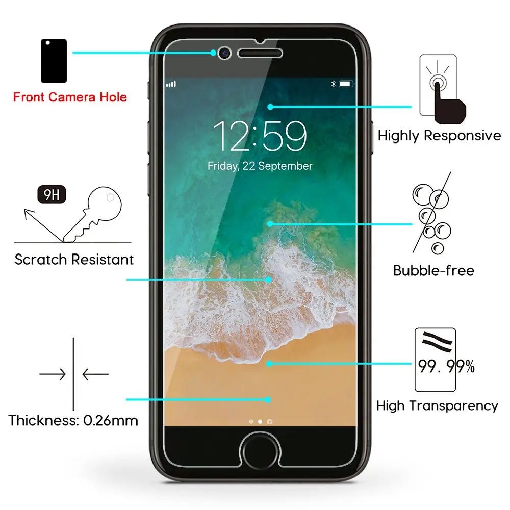 OMOTON SmoothArmor 9H Tempered Glass Screen Protector for iPhone 8 Plus / 7 Plus | HD Scratch Resistant 2 Pack - view 4