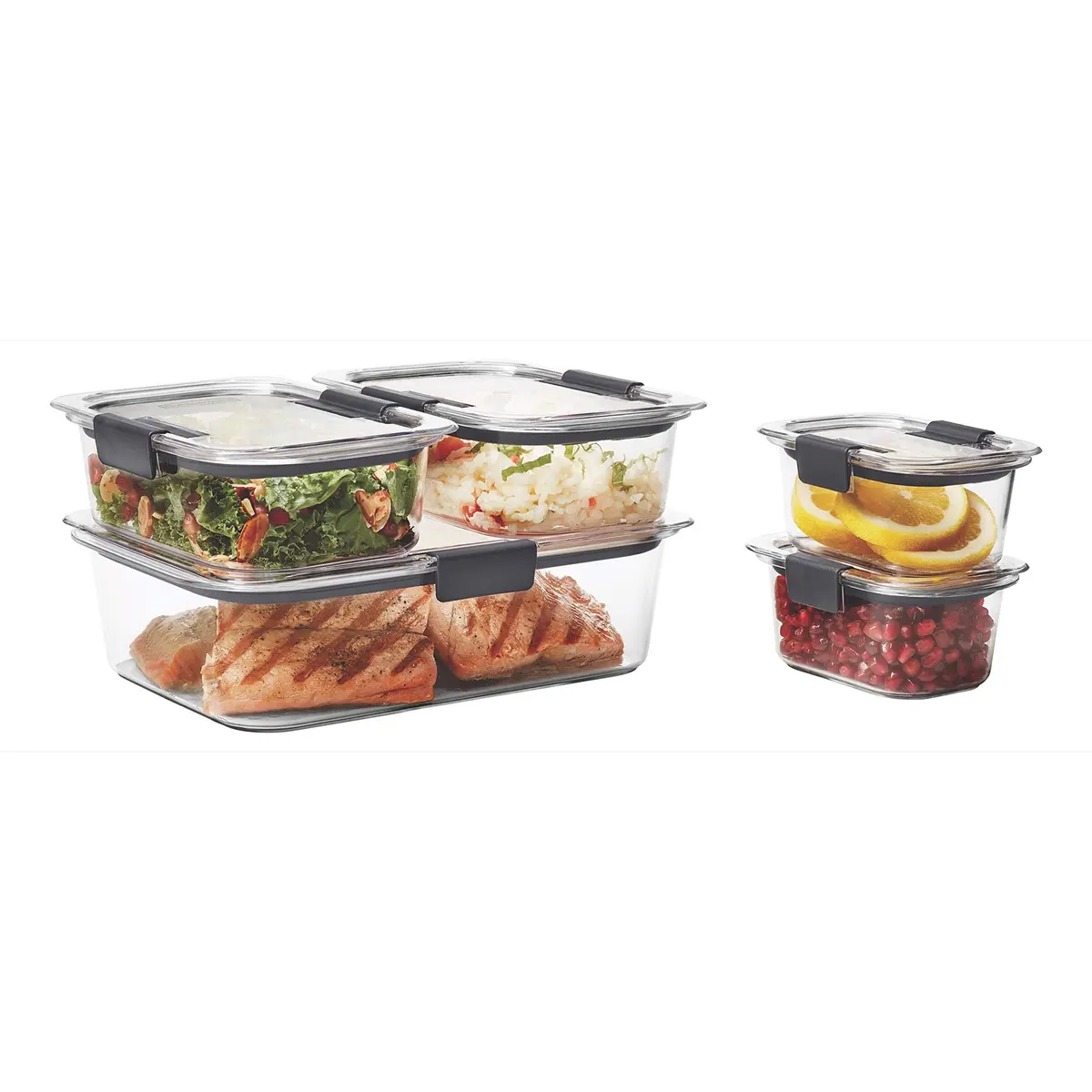 Rubbermaid Brilliance Food Storage Containers Set of 5 (10 Pieces) 1.1L (37 fl oz) | Airtight & Leak-Proof for Kitchen Pantry Organization - view 2
