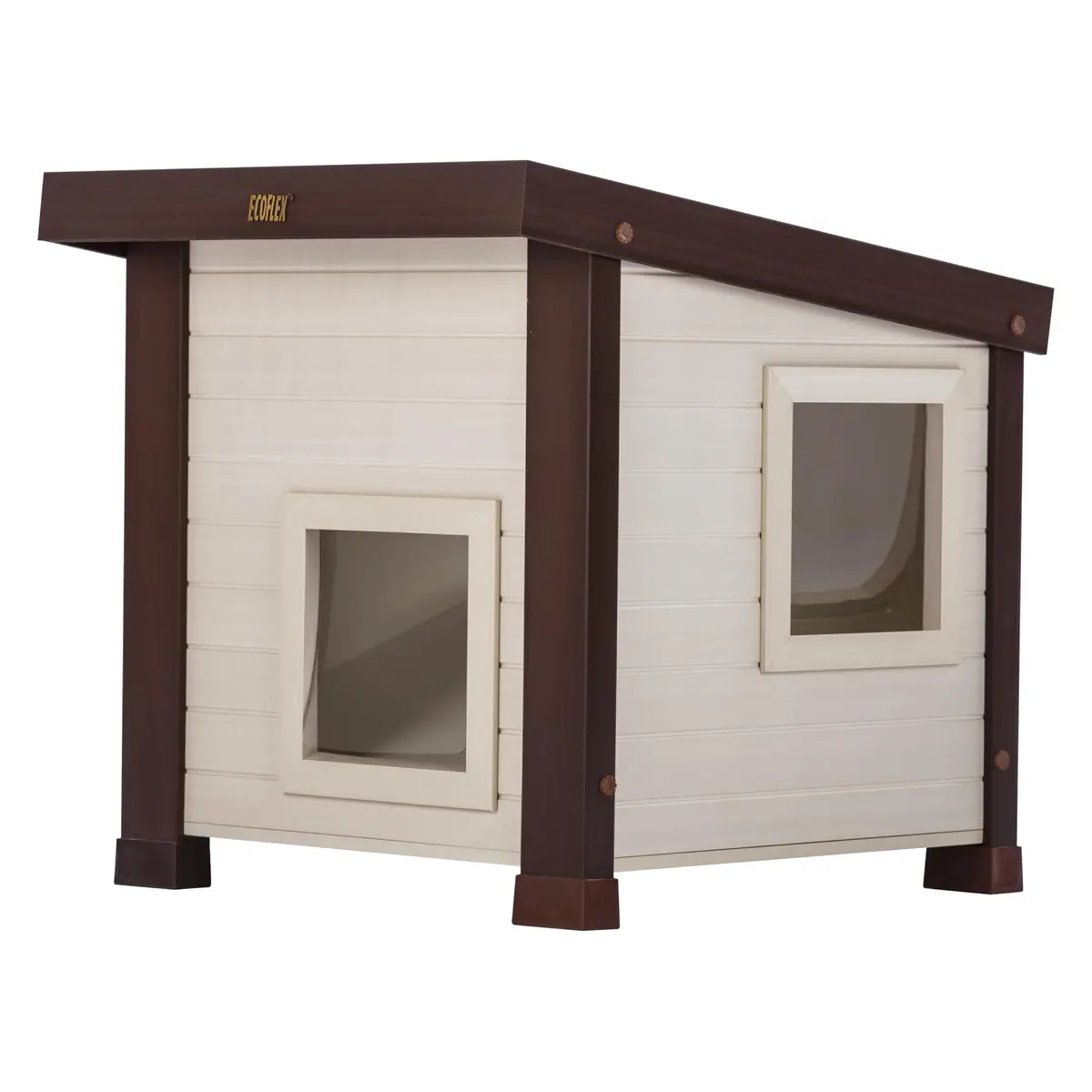 New Age Pet ECOFLEX Albany Outdoor Cat House, Maple/Brown | Weatherproof, Elevated & Easy to Clean - main product image