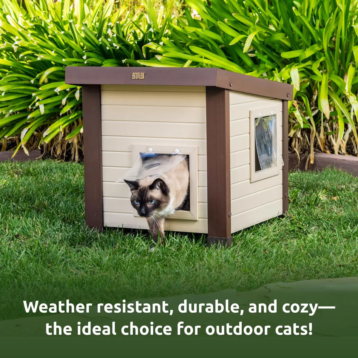 New Age Pet ECOFLEX Albany Outdoor Cat House, Maple/Brown | Weatherproof, Elevated & Easy to Clean - view 9