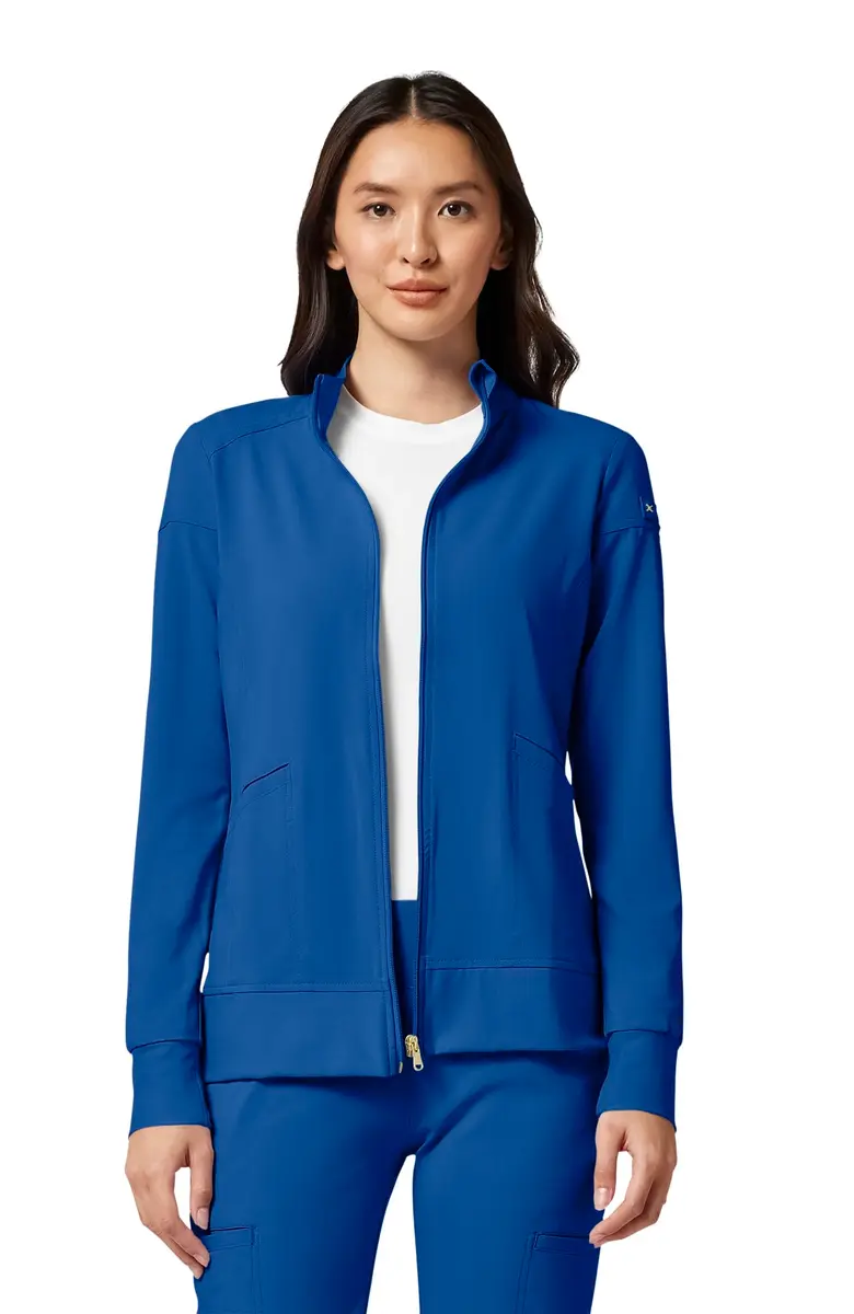 Cherokee iFlex Scrub Jacket for Women 2 Pocket Zip Front Royal XS | Shape Retention & All-Day Comfort - main product image