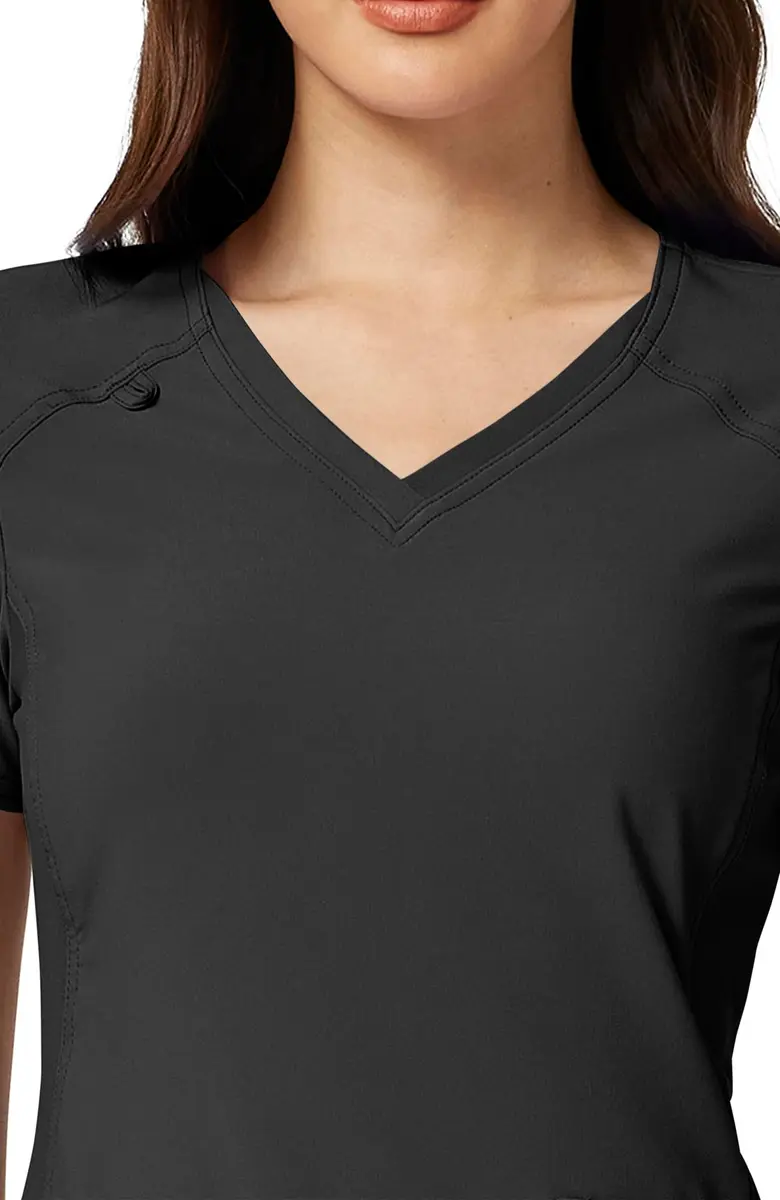 Cherokee Women's Medical Scrub Top V-Neck Knit Panel 4 Pockets S Black | Stretch, Comfort & Utility for Healthcare - view 6