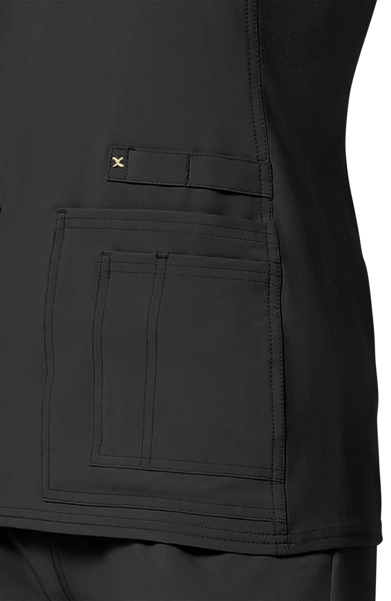 Cherokee Women's Medical Scrub Top V-Neck Knit Panel 4 Pockets S Black | Stretch, Comfort & Utility for Healthcare - view 7