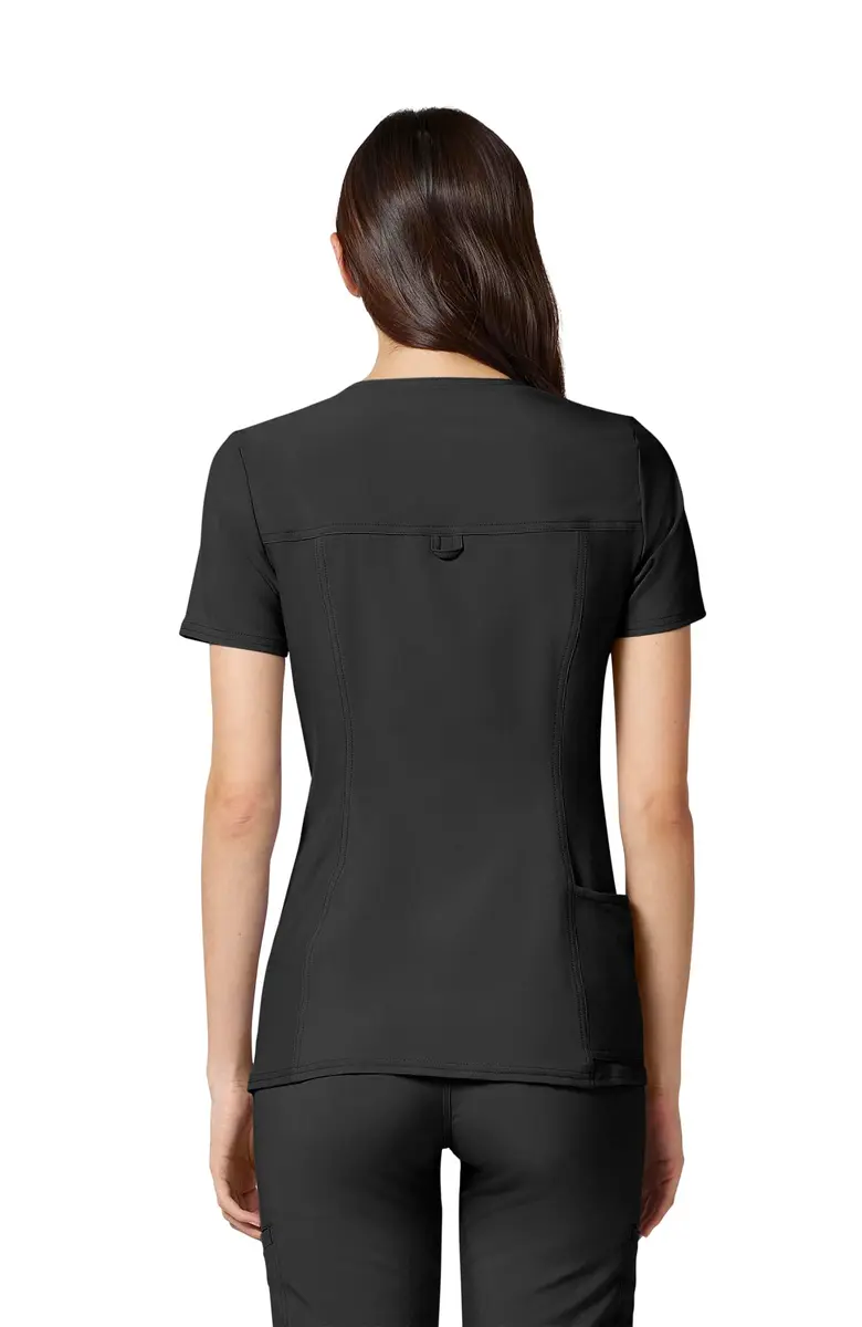 Cherokee Women's Medical Scrub Top V-Neck Knit Panel 4 Pockets S Black | Stretch, Comfort & Utility for Healthcare - view 3