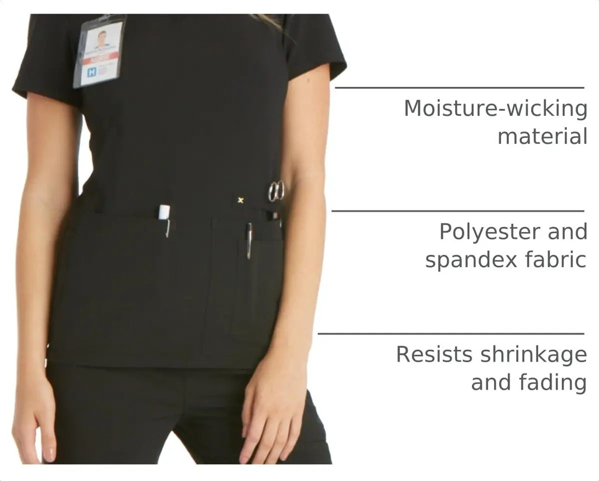Cherokee Women's Medical Scrub Top V-Neck Knit Panel 4 Pockets S Black | Stretch, Comfort & Utility for Healthcare - view 4