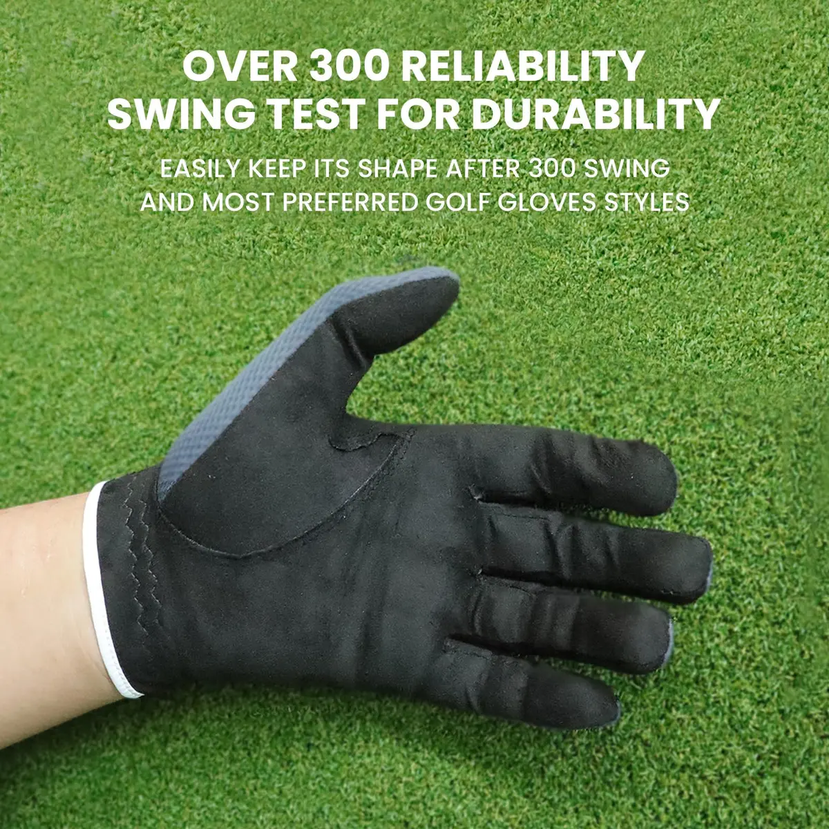 FINGER TEN Men's Golf Gloves Rain Grip 2 Pack (Gray, M/Large) | Wet Weather Performance & Breathable Mesh - view 7