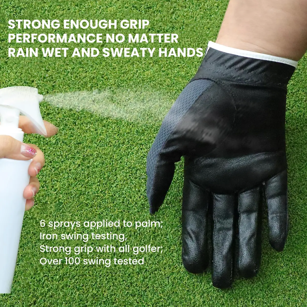 FINGER TEN Men's Golf Gloves Rain Grip 2 Pack (Gray, M/Large) | Wet Weather Performance & Breathable Mesh - view 4