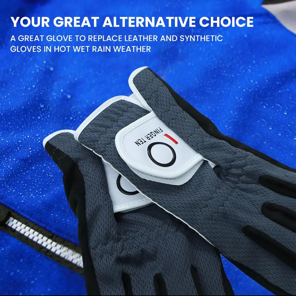 FINGER TEN Men's Golf Gloves Rain Grip 2 Pack (Black, Large, Left Hand) | Wet Weather Grip & Breathable Comfort - view 3