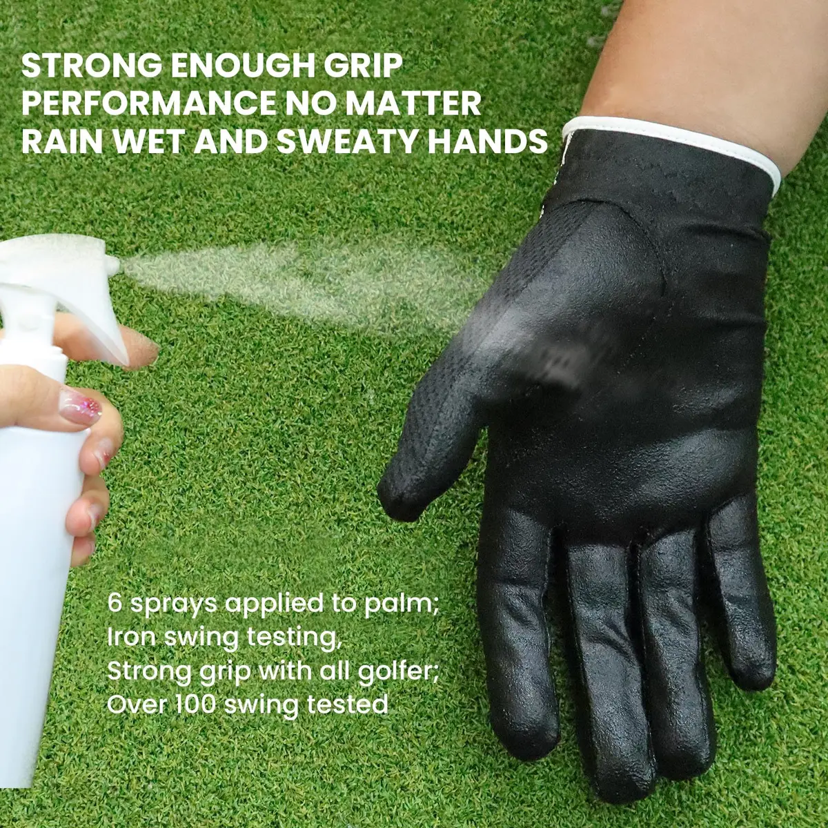 FINGER TEN Men's Golf Gloves Rain Grip 2 Pack (Black, Large, Left Hand) | Wet Weather Grip & Breathable Comfort - view 4