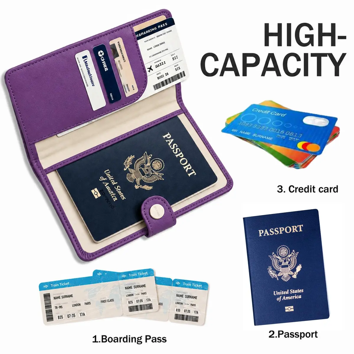 ZOPPEN RFID Blocking Passport Holder for Travel | Compact Leather Wallet for Women & Men - view 4