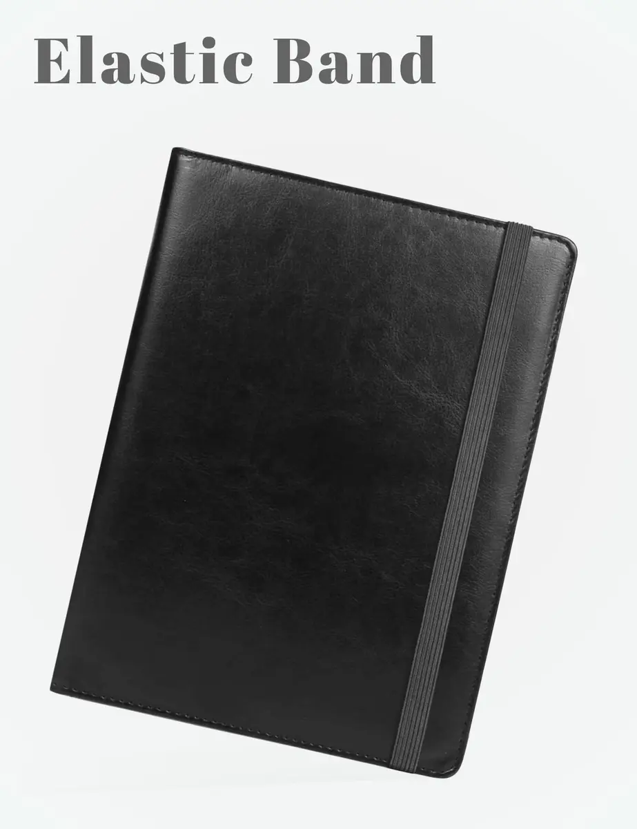 Mymazn Small Clipboard Padfolio for Women Fits 5x8 Inch Writing Pads | Black Faux Leather with Elastic Closure - view 4