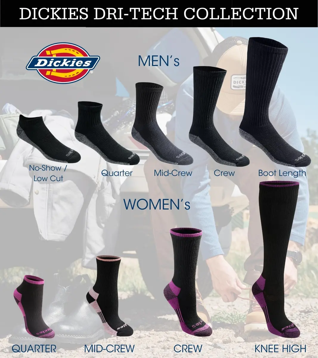 Dickies Dri-Tech Moisture Control Crew Socks Medium | Moisture-Wicking Comfort for Men - view 4