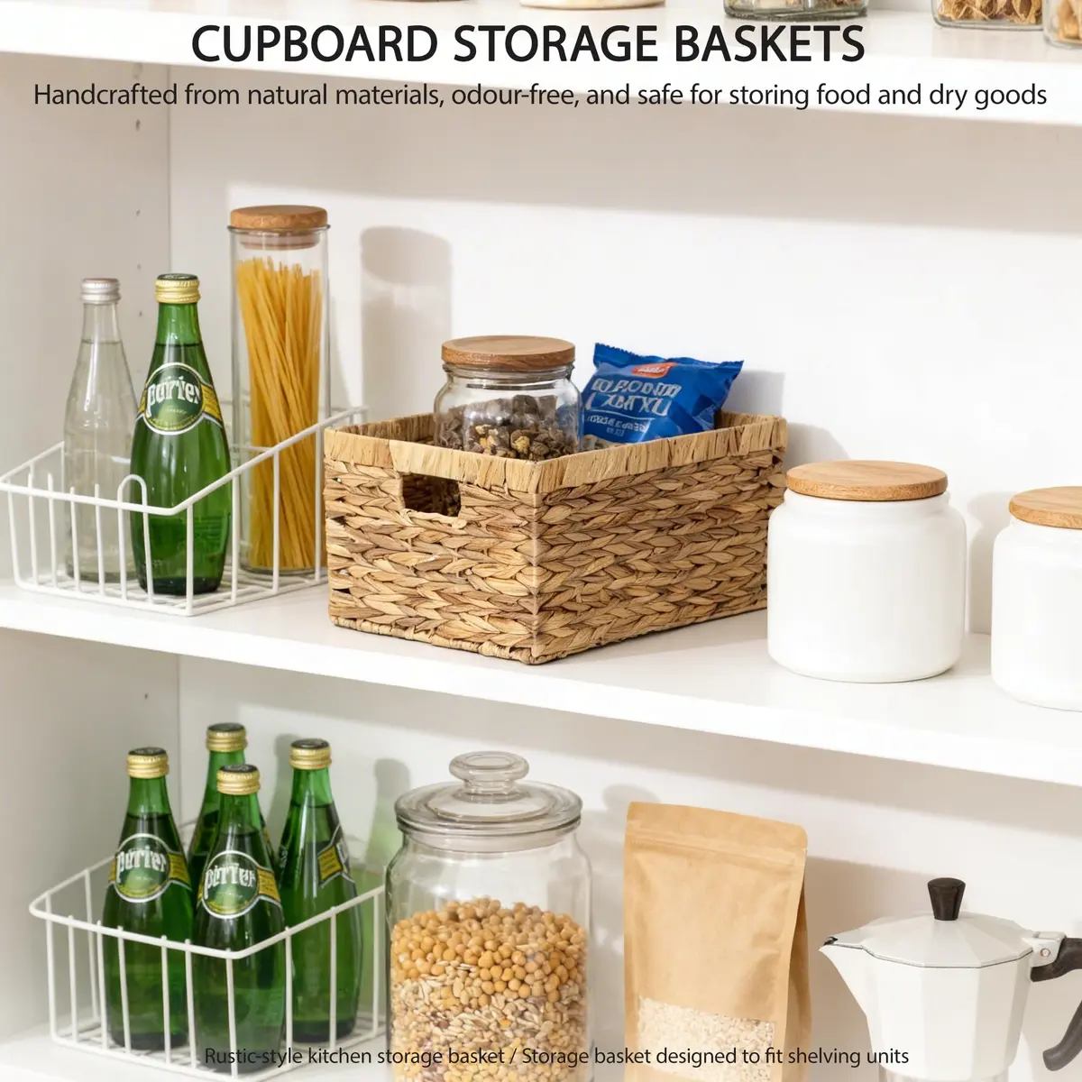 KINGWILLOW Woven Natural Water Hyacinth Organizer Basket Small | Rustic Storage Solution with Handles - view 5