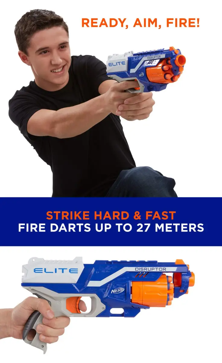 Nerf Disruptor Elite Blaster | 6-Dart Rotating Drum, Slam Fire, Fires Darts up to 27 meters - view 9
