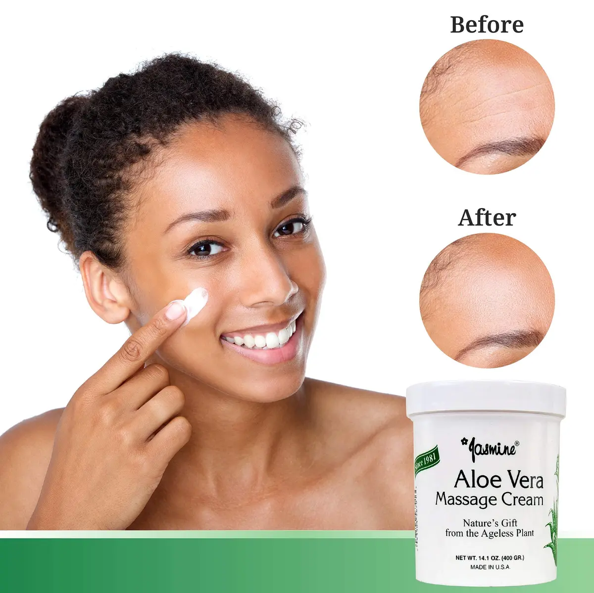 Jasmine Aloe Vera Massage Cream 400 g | Deep Moisturizer & Anti-Aging Therapy with Organic Aloe Vera - view 6