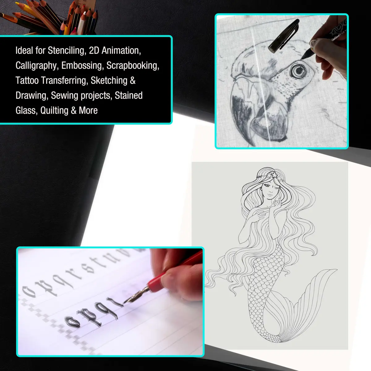 U.S. Art Supply LED Lightbox Board 45-1/4" Diagonal (A1) 26 3/4" x 36 3/4" | Spacious A1 Light Pad for Drawing & Diamond Art - view 6