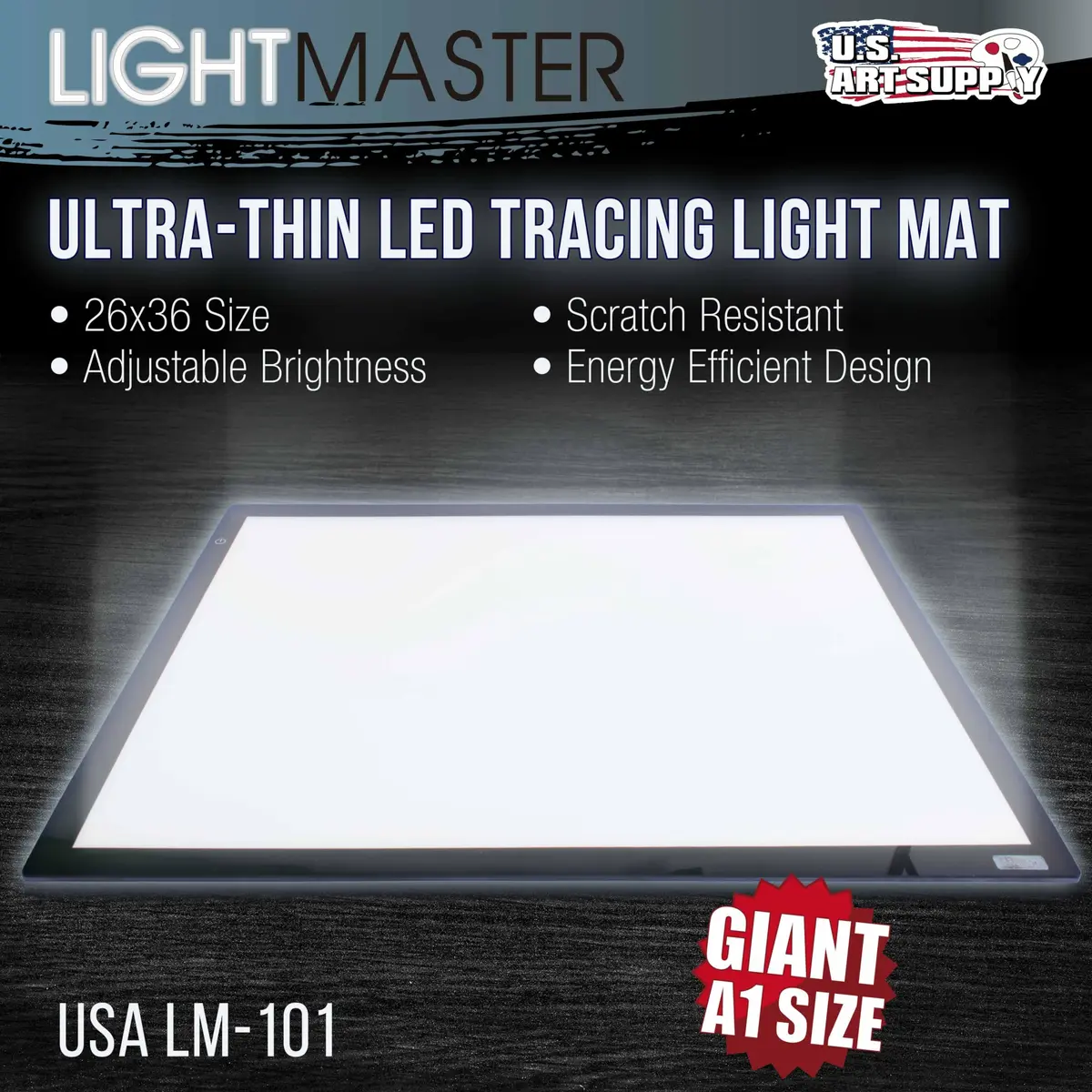 U.S. Art Supply LED Lightbox Board 45-1/4" Diagonal (A1) 26 3/4" x 36 3/4" | Spacious A1 Light Pad for Drawing & Diamond Art - view 2