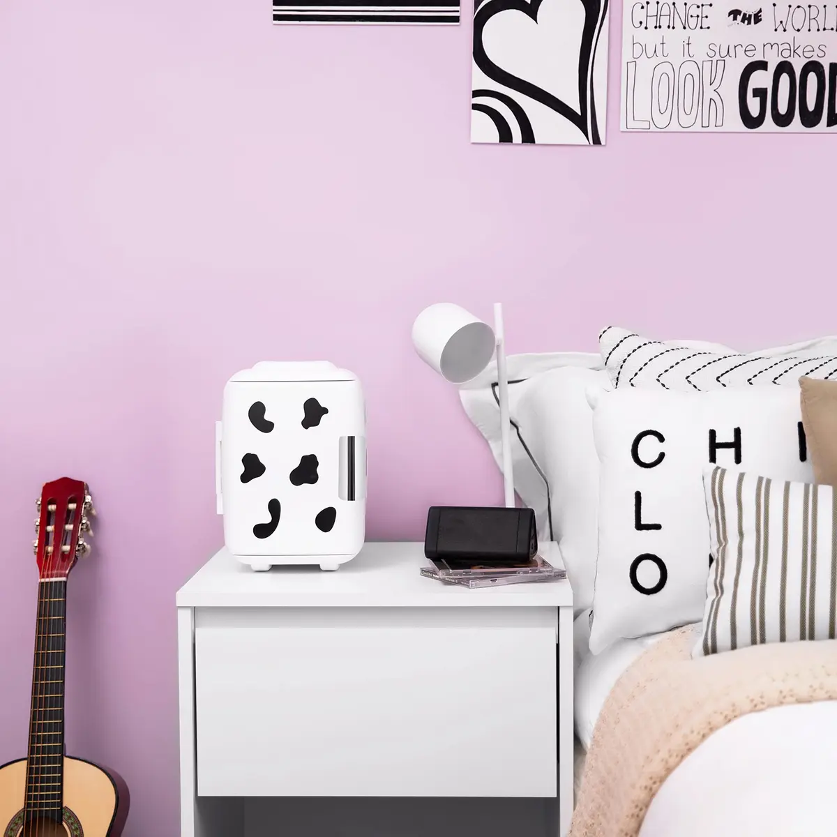 Cooluli Skincare Mini Fridge 4L Cow Print | Portable Cooler & Warmer for Beauty & Food - view 5