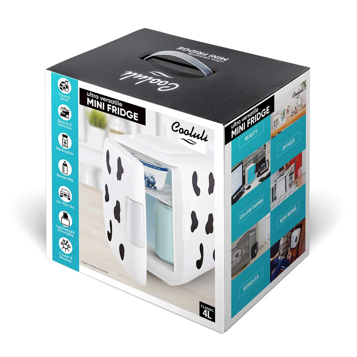 Cooluli Skincare Mini Fridge 4L Cow Print | Portable Cooler & Warmer for Beauty & Food - view 8