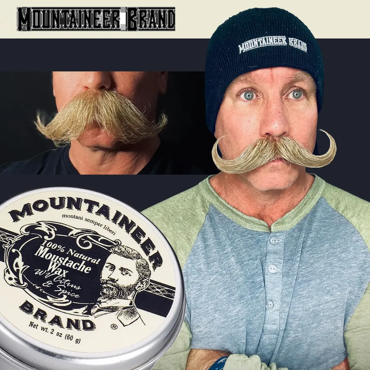 Mountaineer Brand Natural Mustache Wax Citrus & Spice 60ml (2oz) | Long-Lasting Hold for Styling - view 5