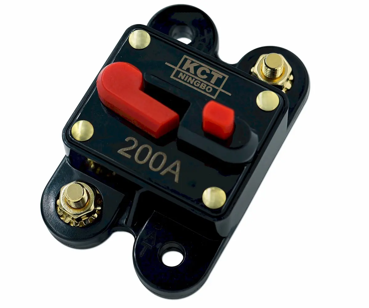 KCT Car Audio Circuit Breaker 200A | 12V/24V System Protection, Mount Panel or Firewall, Water-Resistant - main product image