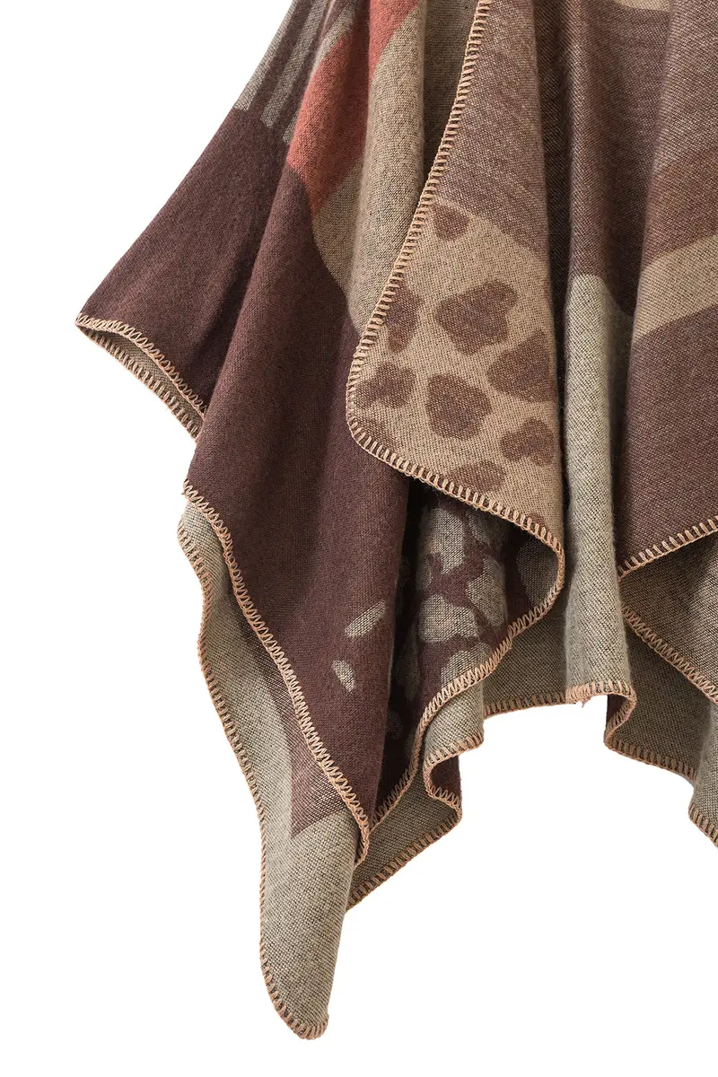 Urban CoCo Women's Color Block Open Front Poncho Shawl Wrap Cape Ruana | Reversible, One Size, Polyester, Gift-Ready - view 8