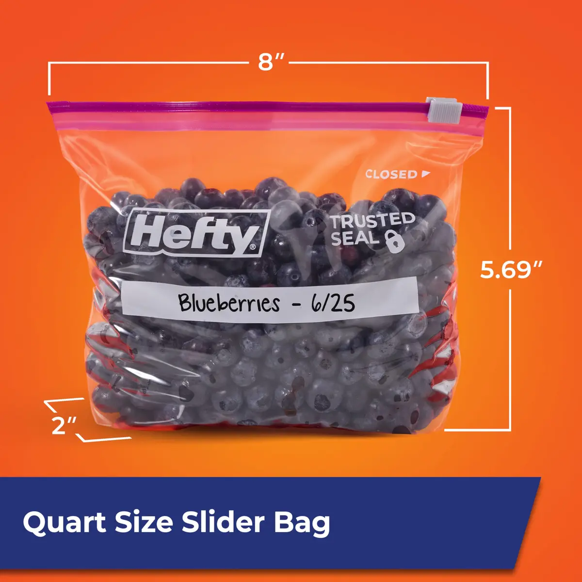 Hefty Slider Storage Bags Quart Size 78 Count | MaxLock Seal & Click Closure - view 5