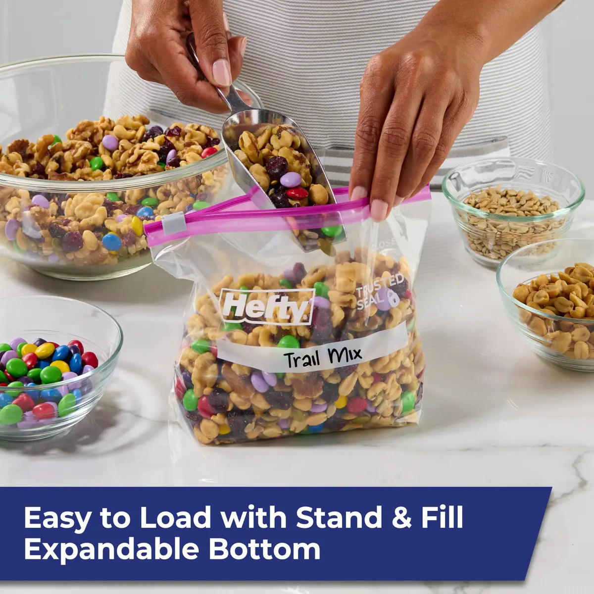 Hefty Slider Storage Bags Quart Size 78 Count | MaxLock Seal & Click Closure - view 2