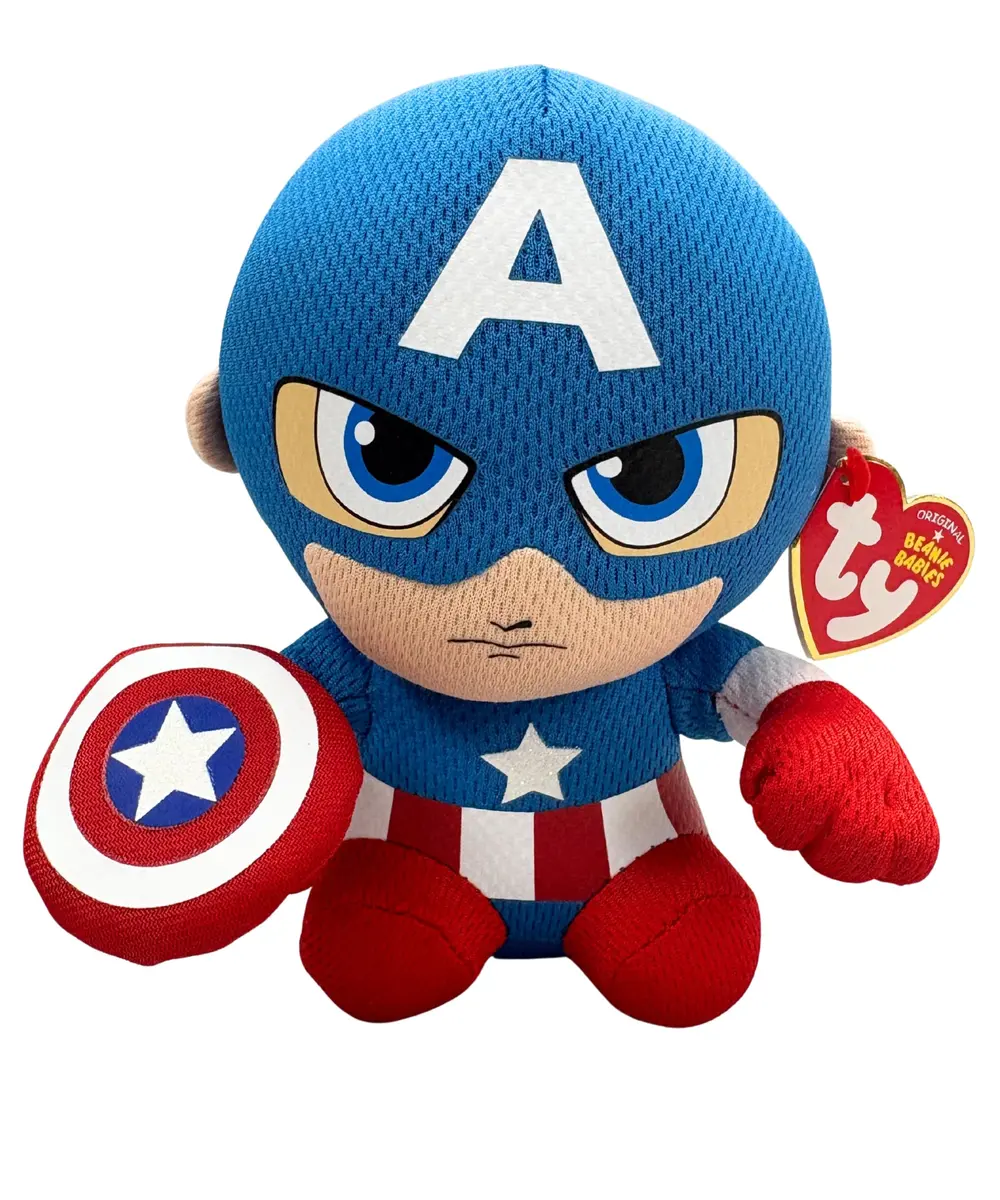 Ty Captain America Plush, Blue/Red/White | Superhero Teddy for Kids - main product image