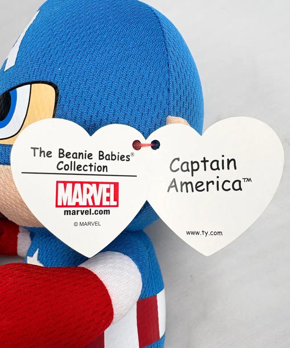 Ty Captain America Plush, Blue/Red/White | Superhero Teddy for Kids - view 5