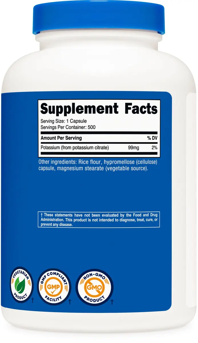 Nutricost Potassium Citrate 99mg | 500 Capsules | Non-GMO, Gluten Free, Soy Free - view 5
