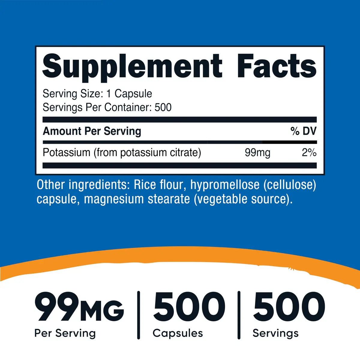 Nutricost Potassium Citrate 99mg | 500 Capsules | Non-GMO, Gluten Free, Soy Free - view 2