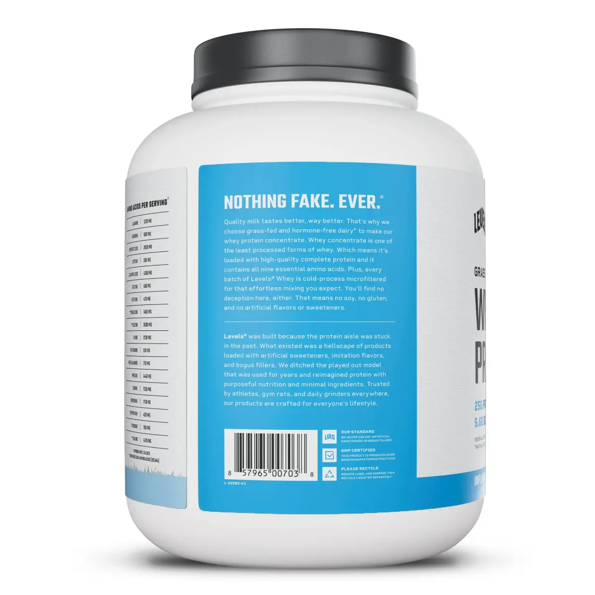 Levels Nutrition Whey Protein Powder, Unflavored, 5 lb (2.27 kg) | 25g Protein Per Serving, Grass-Fed Dairy - view 9